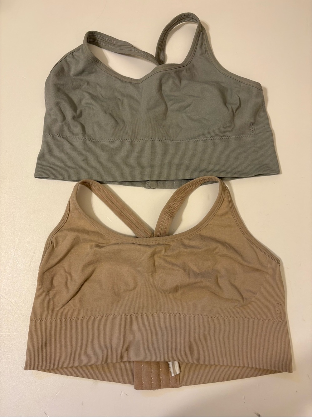 Seamless Racerback Bralette Set in Grey and Taupe